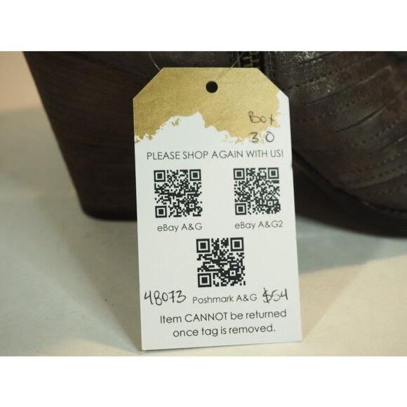 Paul Green Brown Textured Suede Metallic Bronze High Heel Ankle Boots, Size 7 US - Picture 9 of 9